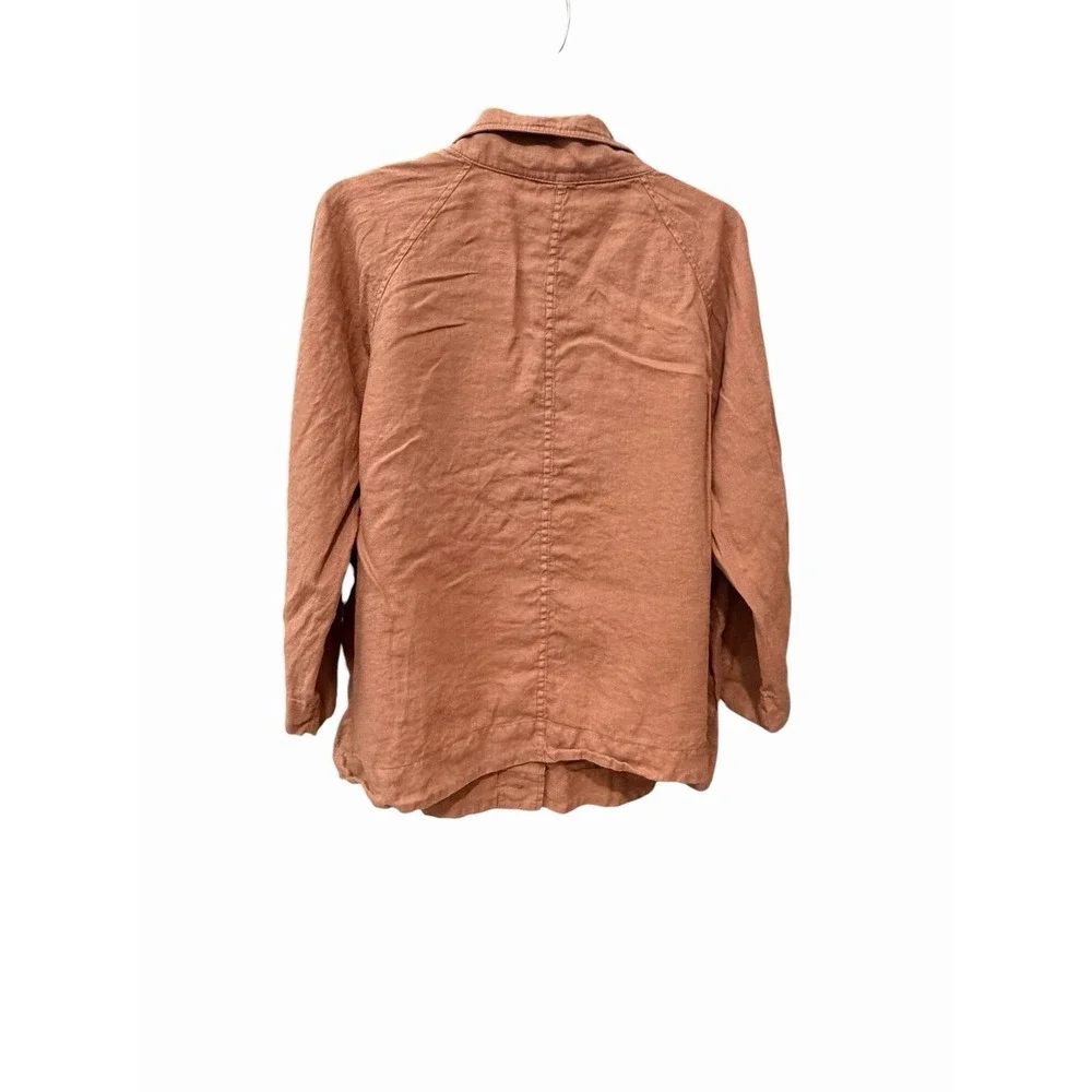 J. Jill 100% Linen Shacket Size XL Overshirt Light Jacket Burnt Orange #AAA11-1